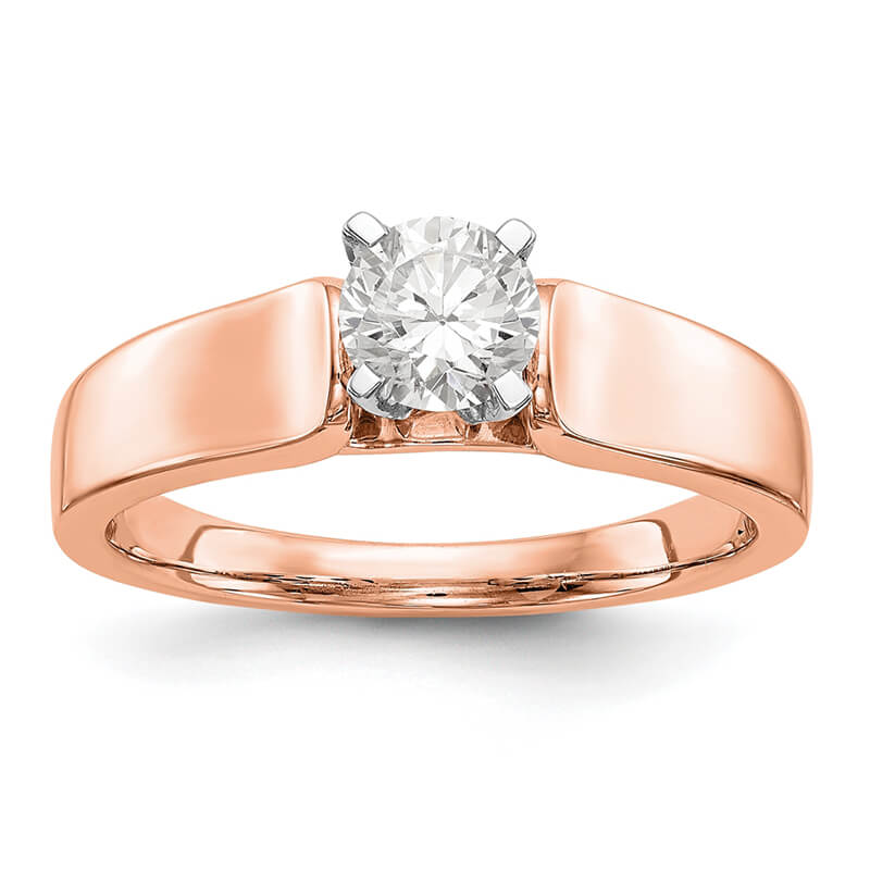 14k Rose Gold Peg Set Solitaire Engagement Ring Mounting. Mountings and engagement rings are often priced without the center stone. Contact us to find out more about this style and what options you have for diamonds and/or stones.