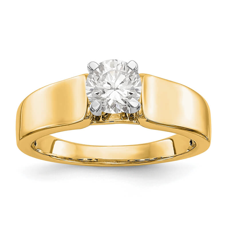 14k Yellow Gold Peg Set Solitaire Eng Ring Mounting. Mountings and engagement rings are often priced without the center stone. Contact us to find out more about this style and what options you have for diamonds and/or stones.