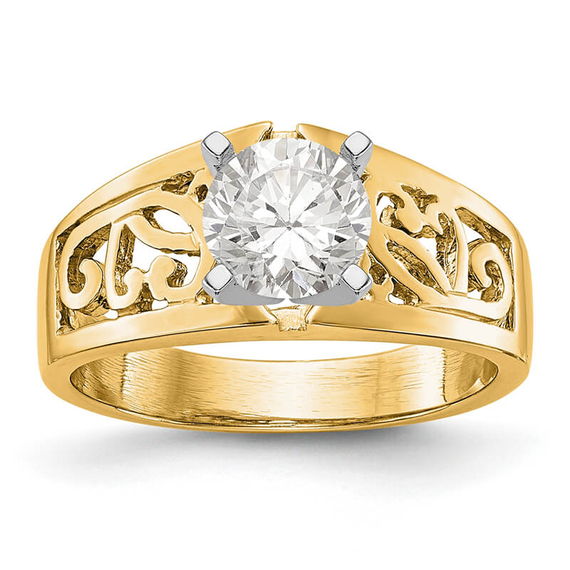14k Yellow Gold Peg Set Solitaire Engagement Ring Mounting. Mountings and engagement rings are often priced without the center stone. Contact us to find out more about this style and what options you have for diamonds and/or stones.
