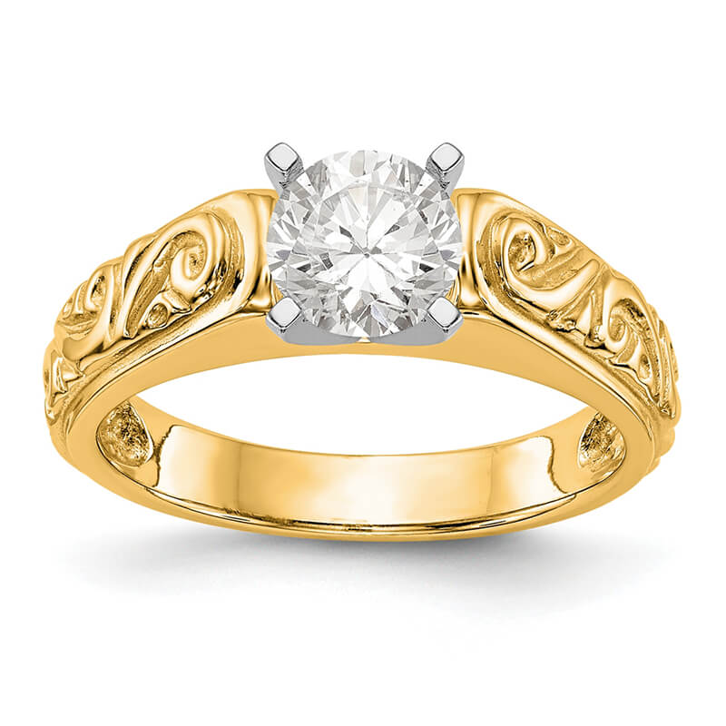 14k Yellow Gold Peg Set Solitaire Engagement Ring