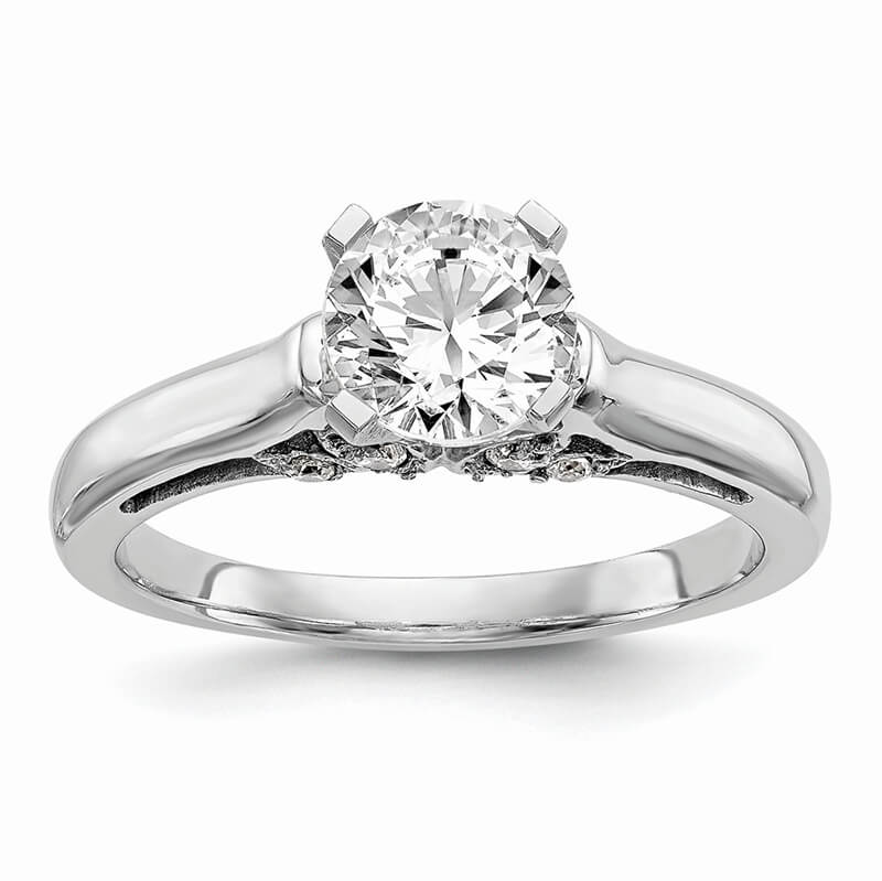 14kw Peg Set Solitaire Diamond Semi-mount Engagement Ring. Mountings and engagement rings are often priced without the center stone. Contact us to find out more about this style and what options you have for diamonds and/or stones.