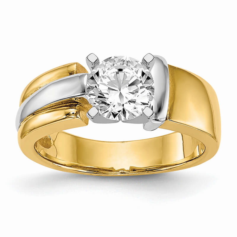 14k Two-tone Peg Set Solitaire Engagement Ring Mounting. Mountings and engagement rings are often priced without the center stone. Contact us to find out more about this style and what options you have for diamonds and/or stones.