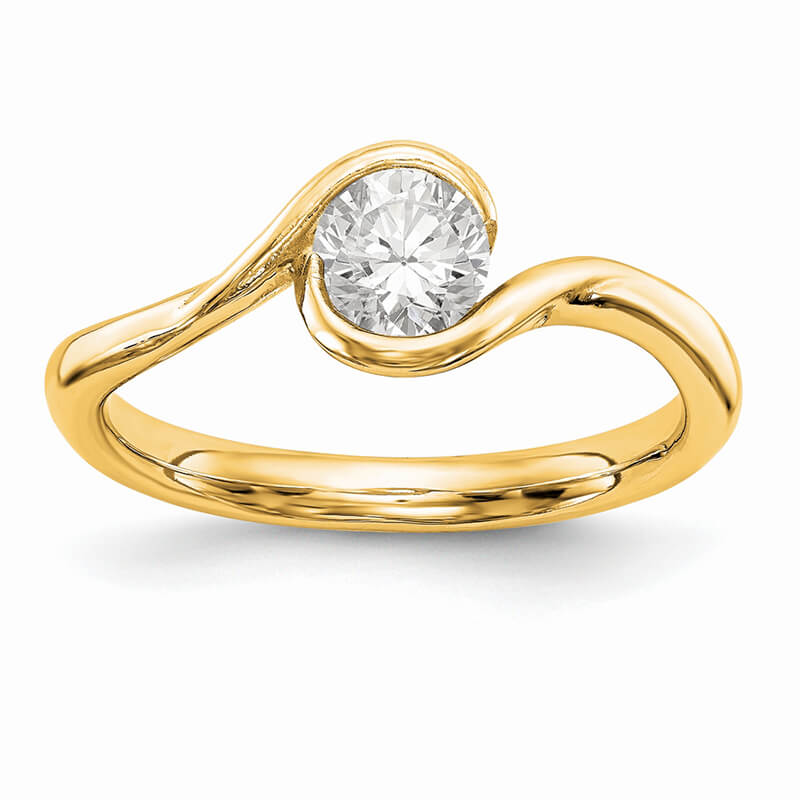 14k Yellow Gold Bezel Solitaire Engagement Ring Mounting. Mountings and engagement rings are often priced without the center stone. Contact us to find out more about this style and what options you have for diamonds and/or stones.