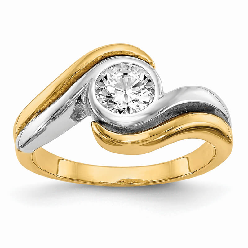 14k Two-tone Peg Set Solitaire Engagement Ring Mounting. Mountings and engagement rings are often priced without the center stone. Contact us to find out more about this style and what options you have for diamonds and/or stones.
