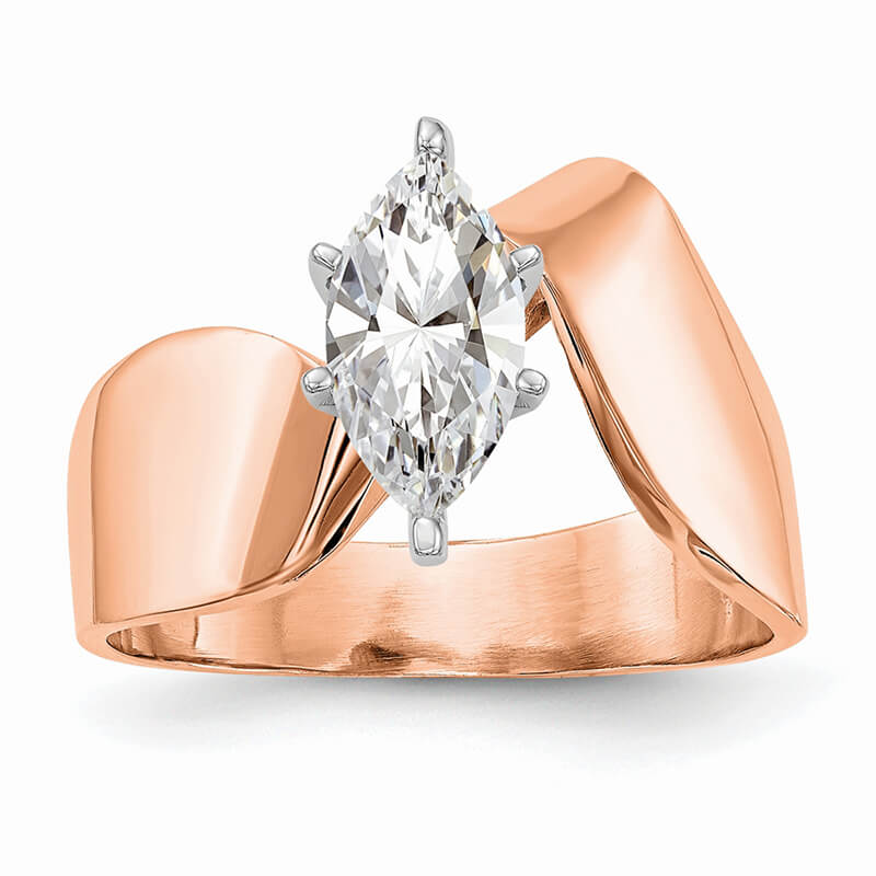 14k Rose Gold Peg Set Solitaire Engagement Ring Mounting. Mountings and engagement rings are often priced without the center stone. Contact us to find out more about this style and what options you have for diamonds and/or stones.