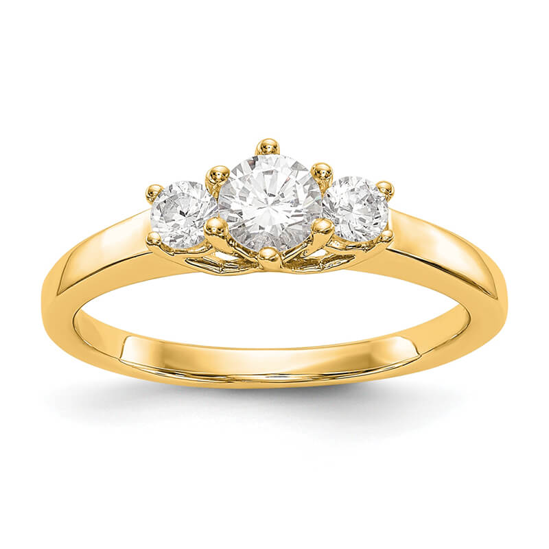 14K Yellow Gold 3-Stone Diamond Engagement Ring Mounting. Mountings and engagement rings are often priced without the center stone. Contact us to find out more about this style and what options you have for diamonds and/or stones.