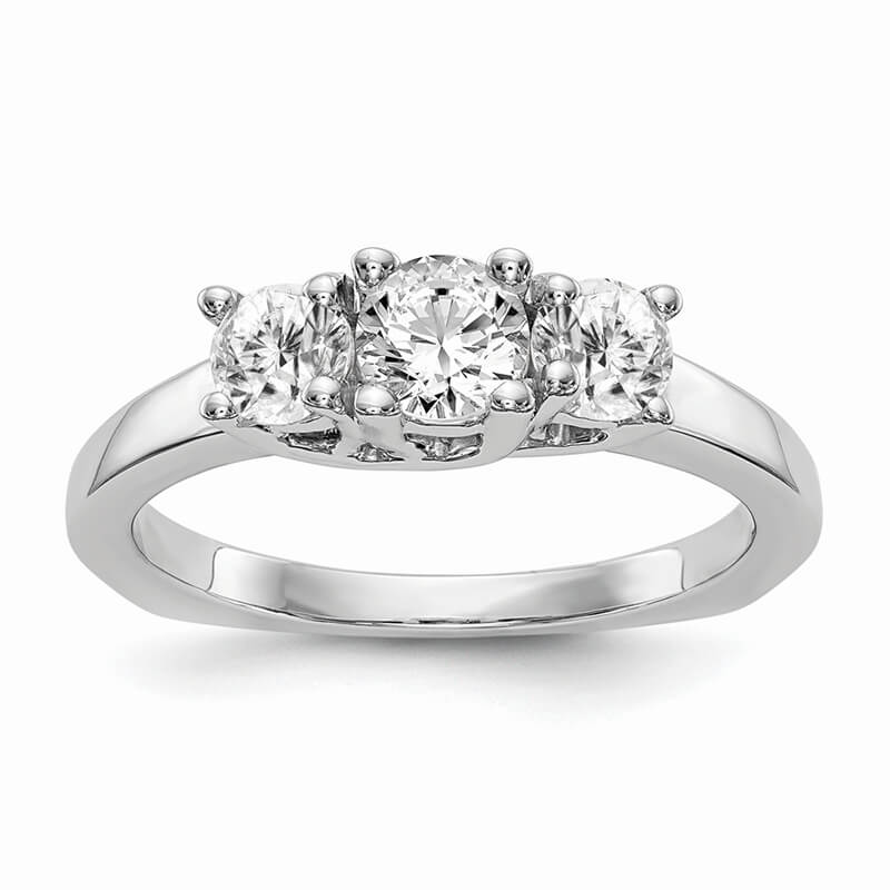 14K White Gold 3-Stone Diamond Engagement Ring Mounting. Mountings and engagement rings are often priced without the center stone. Contact us to find out more about this style and what options you have for diamonds and/or stones.