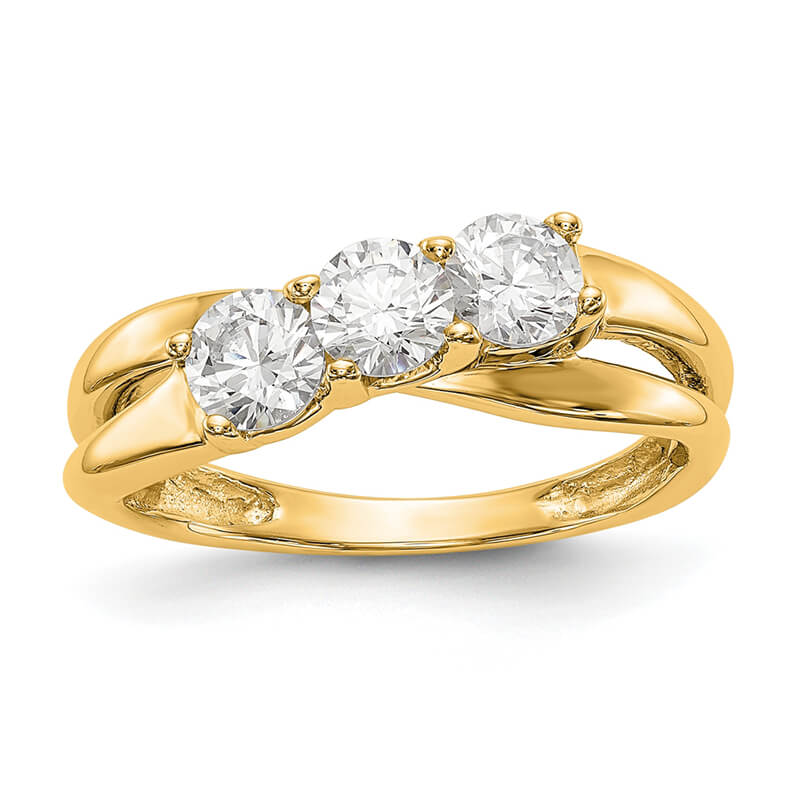 14K Yellow Gold 3-Stone Diamond Engagement Ring