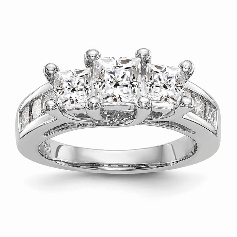 Platinum 3-Stone Diamond Semi-Mount Engagement Ring