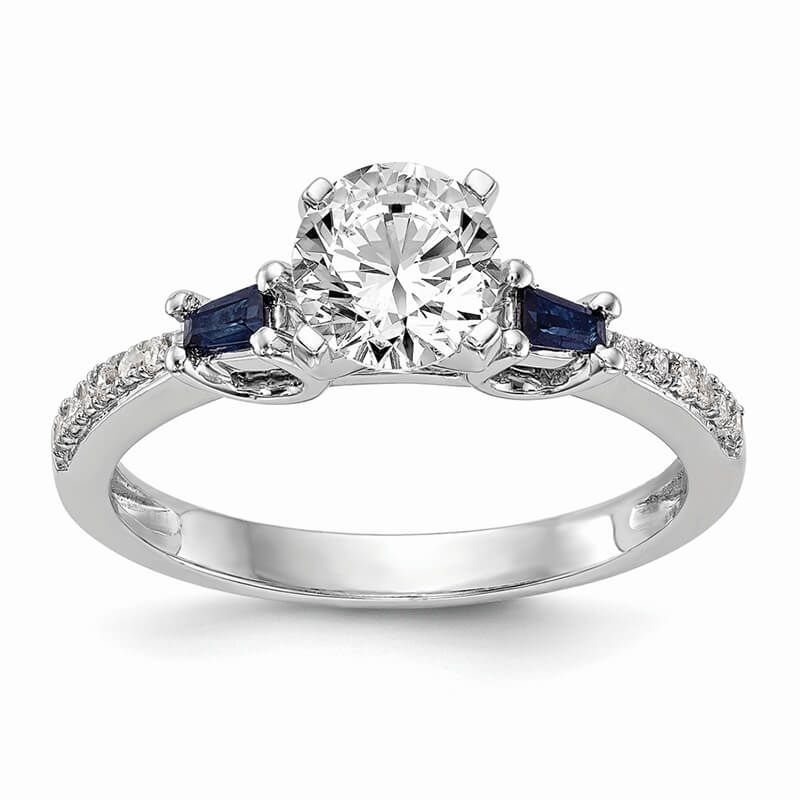 14k Rose Gold 3-stone Dia Peg Set w/Sapphire Semi-mount Engagement Ring