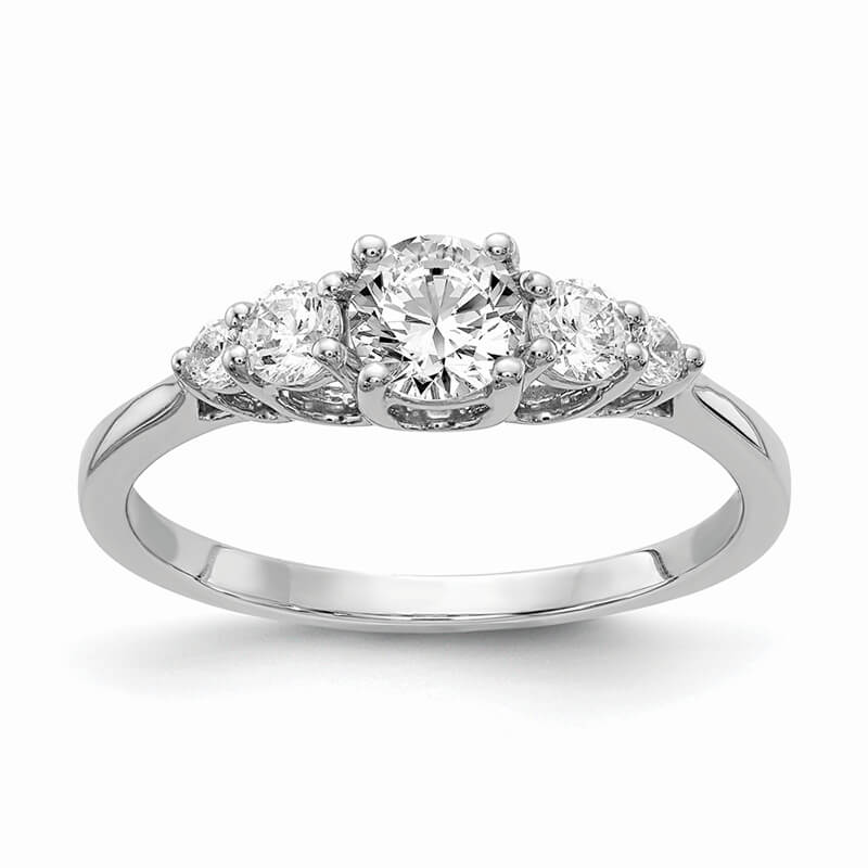 14k White Gold Diamond 3-Stone Plus Semi-mount Engagement Ring