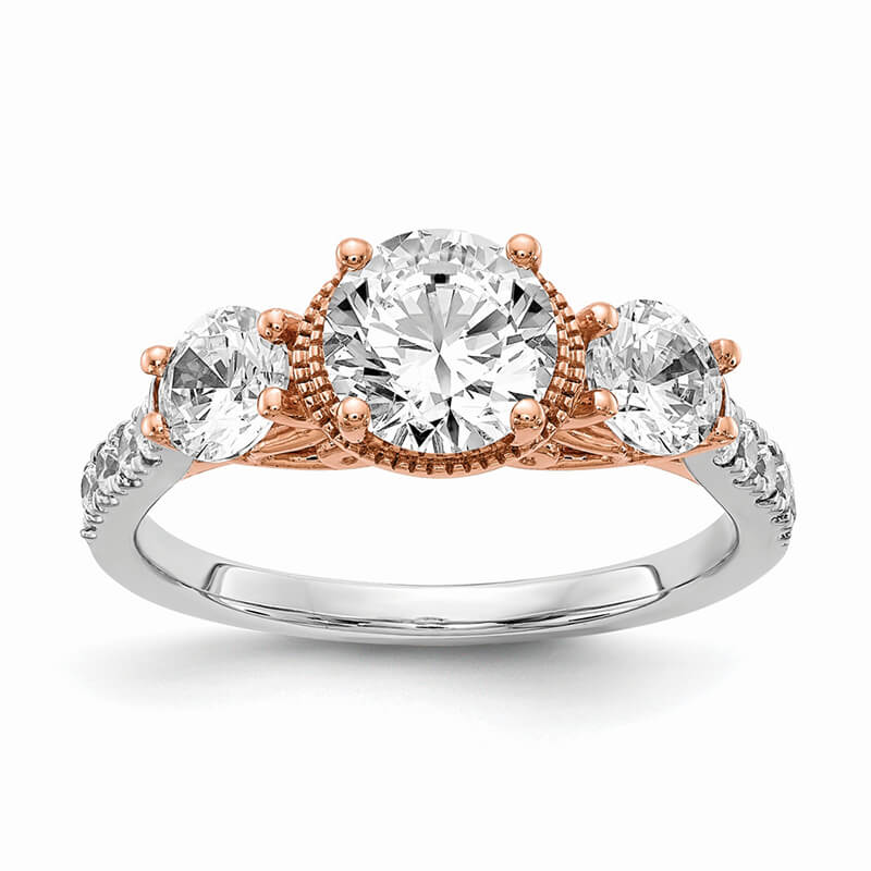14k White &amp; Rose Gold Diamond Semi-mount Engagement Ring