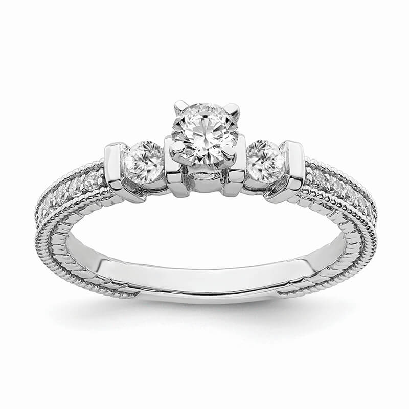 14k White Gold Peg Set Semi-mount Diamond Engagement Ring