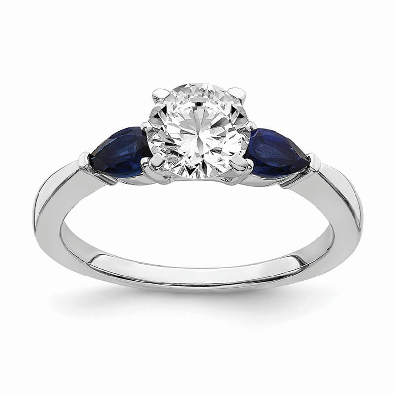 14k White Gold Sapphire Semi-mount Engagement Ring