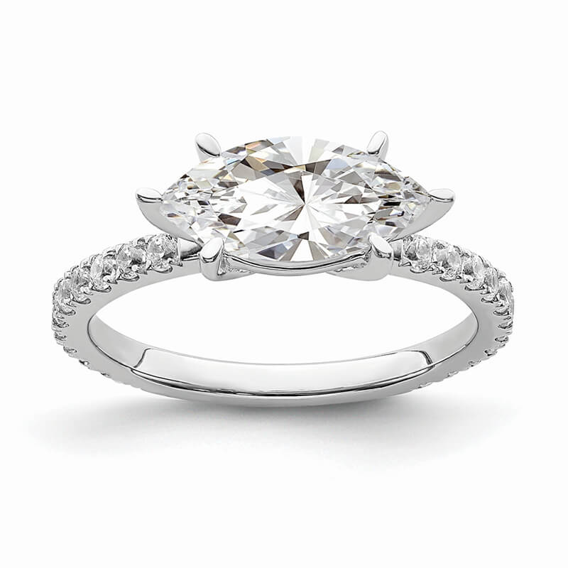 14k White Gold Marquise Semi-mount Engagement Ring