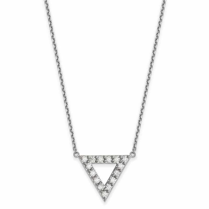 14kw A Quality Lab Grown Diamond SI1/SI2; G H I; Triangle Necklace