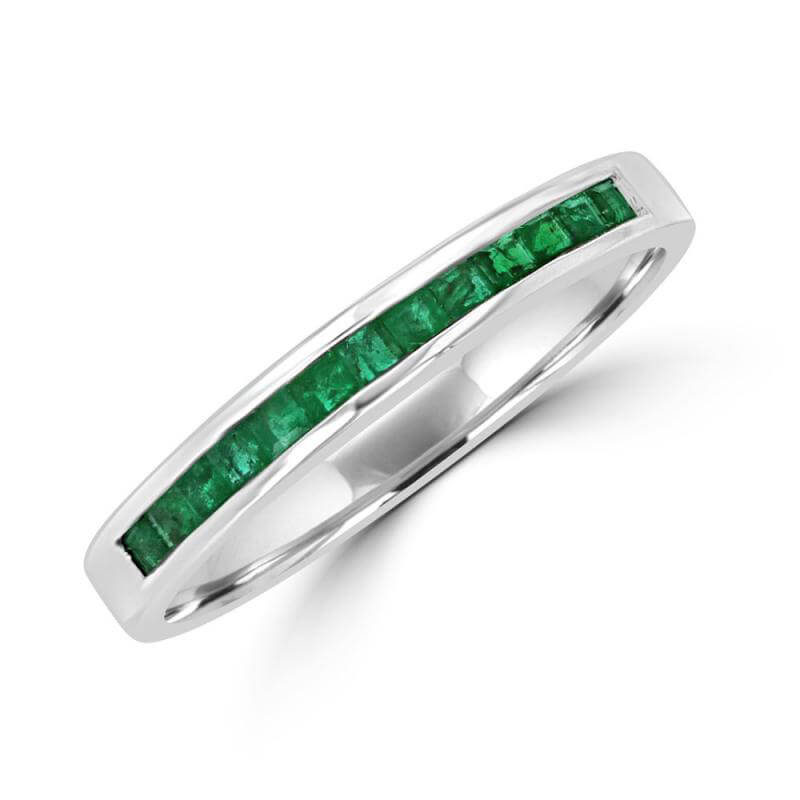 SQUARE EMERALD CHANNEL THIN BAND RING