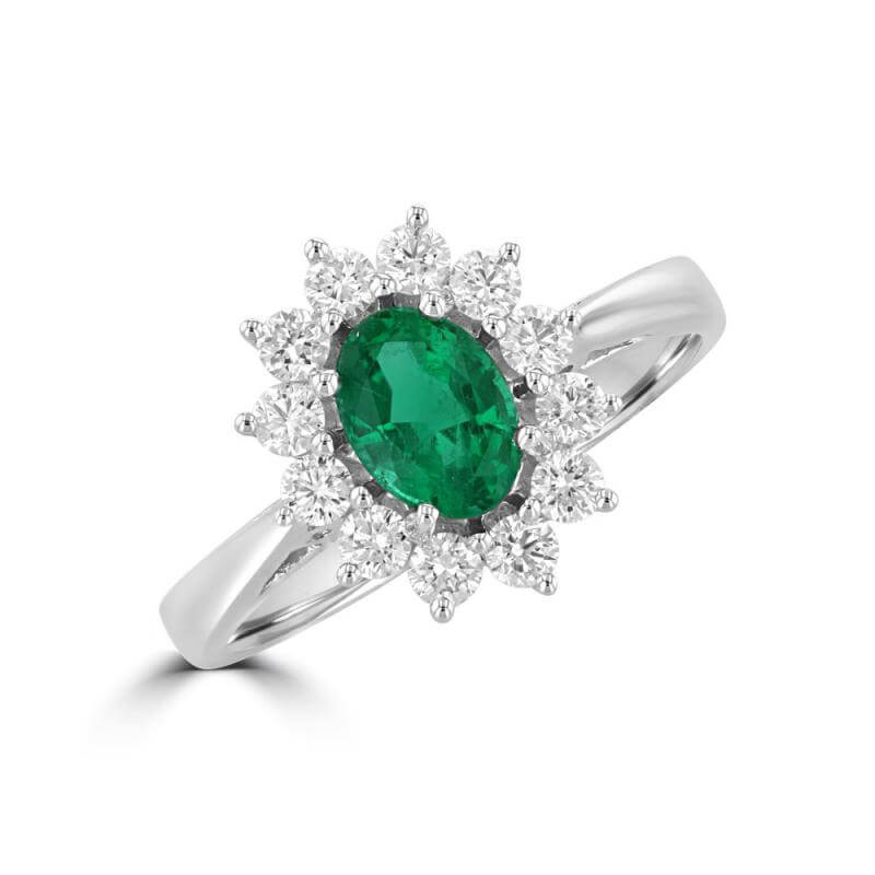 OVAL EMERALD SURR BY DIA RING