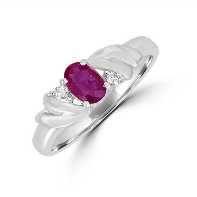 4x6 OVAL RUBY & ONEDIA EACHSIDE RING