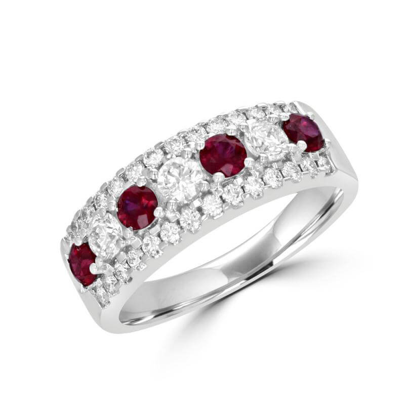 RND RUBY & RND DIA BAND RING