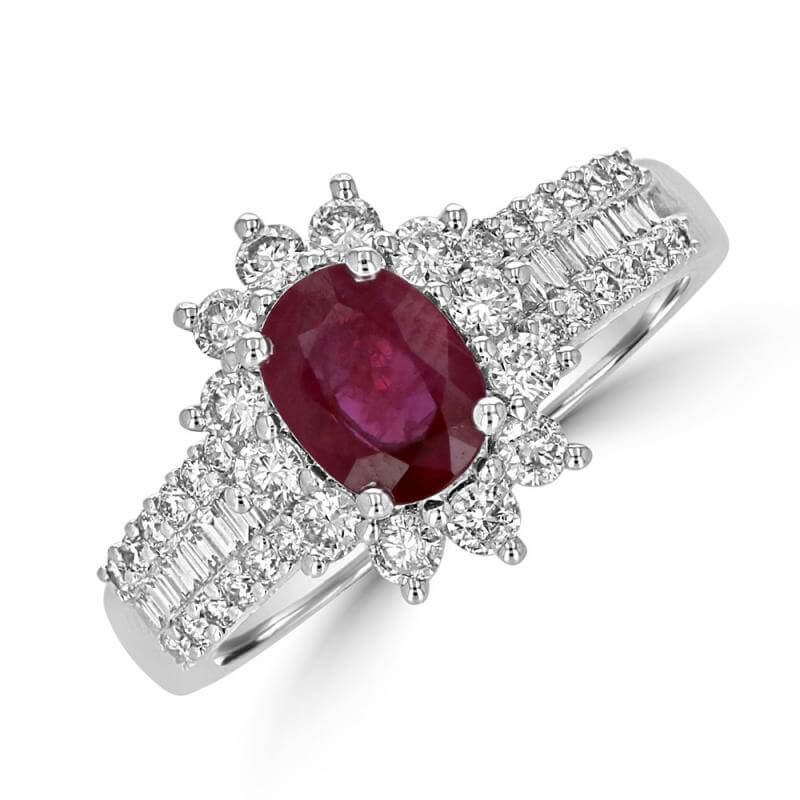 5x7 OVAL RUBY RND & BAUG DIA RING