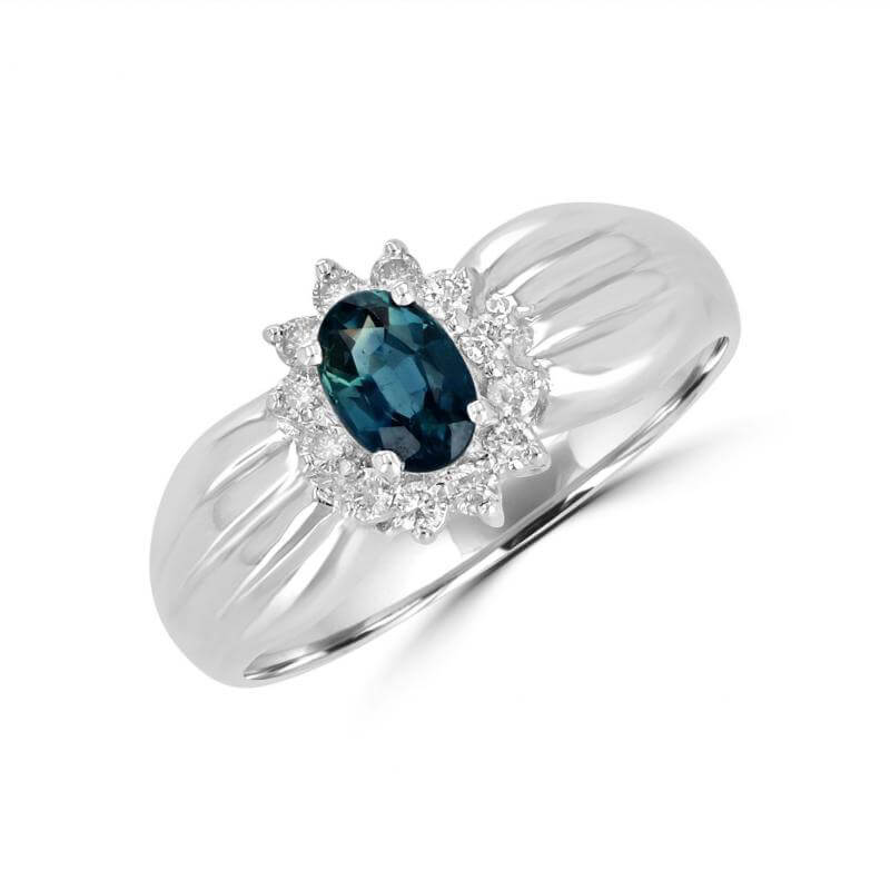 4x6 OVAL SAPH SURR BY & DIA RING