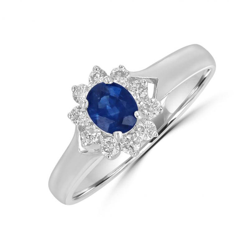 4X5 OVAL SAPH SURR BY DIA RING
