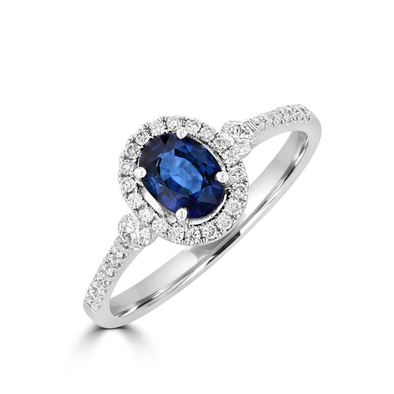 4.5X6 OVAL SAPPHIRE HALO RING