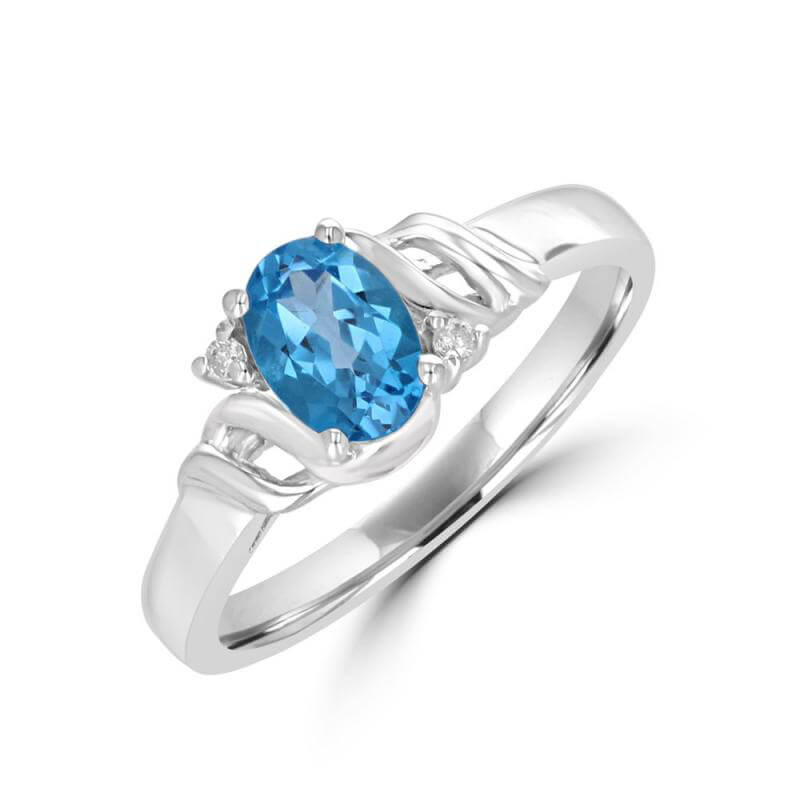 5X7 OVAL BLUE TOPAZ & 2DIA RING