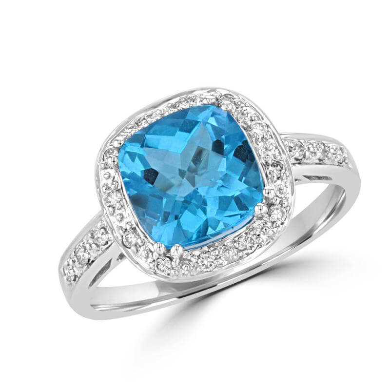 8MM CUSH BLUE TOPAZ SURR BY DIA RING