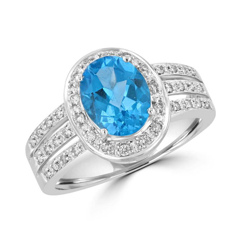 7x9 OVAL BLUE TOPAZ & RND DIA RING