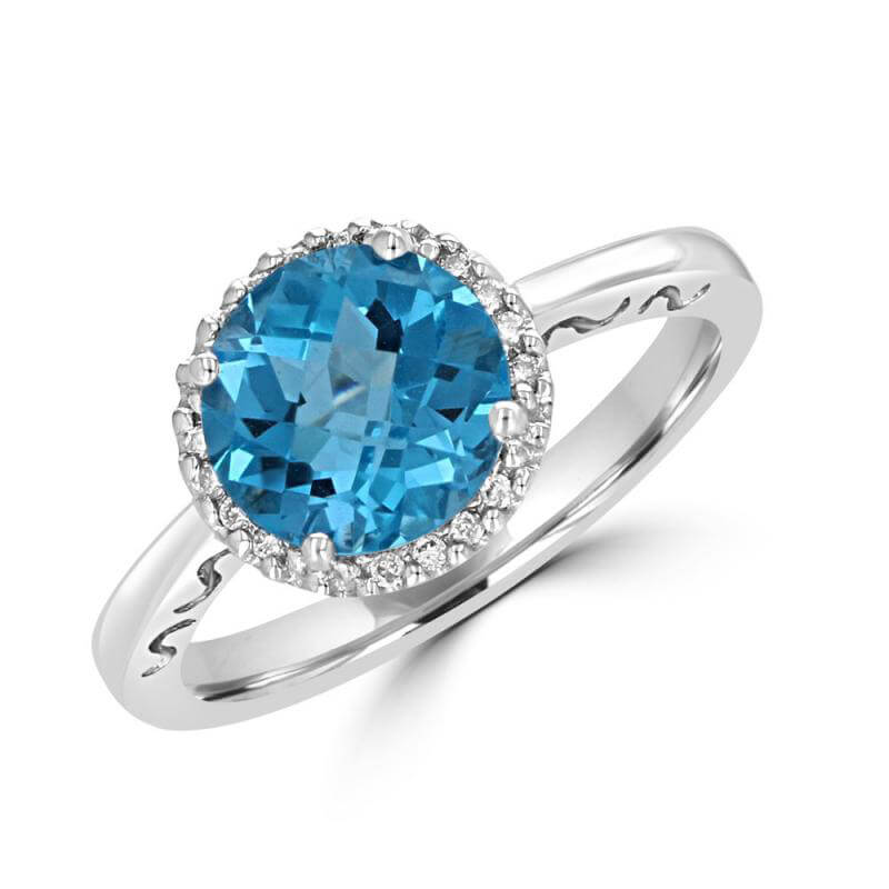 8.5MM ROUND CHECKERED BLUE TOPAZ HALO RING