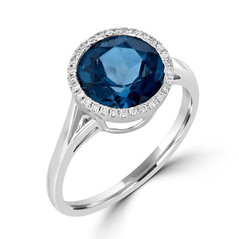 9MM ROUND BLUE TOPAZ HALO RING