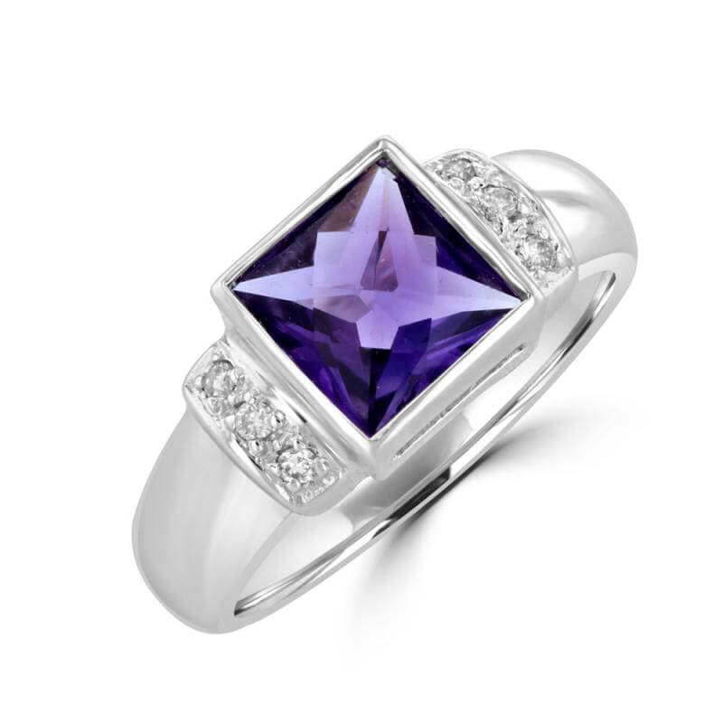 SQU AMETH BEZEL & DIA RING