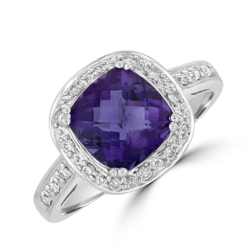 8MM CUSHION AMETHYST HALO  RING