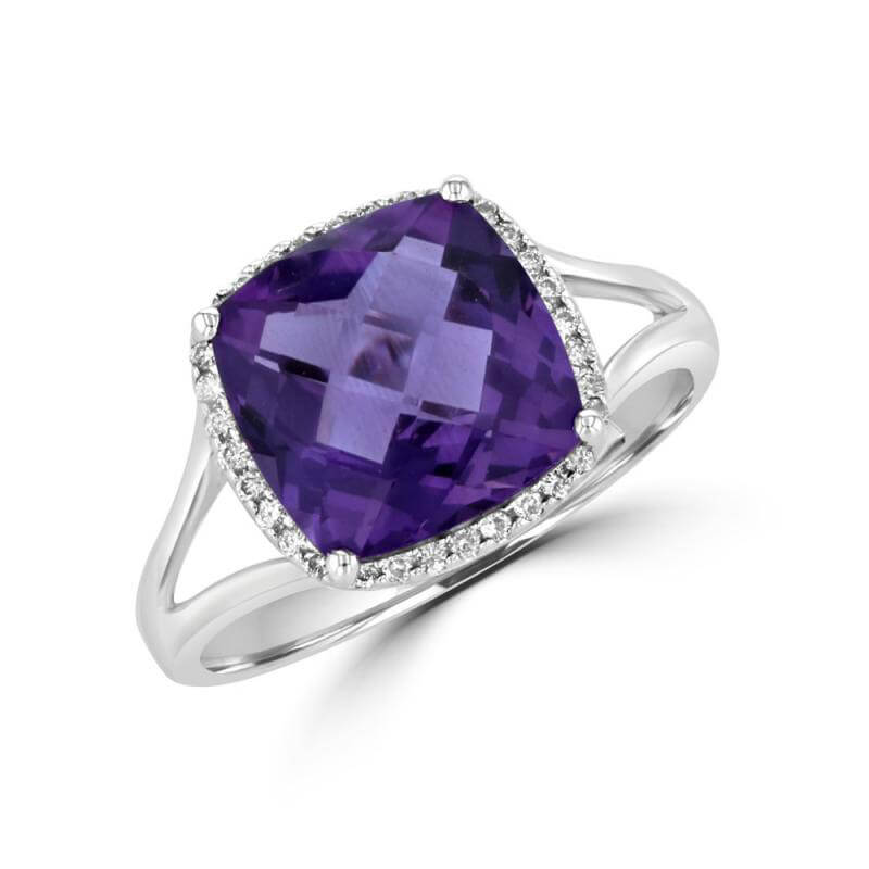 10MM CUSHION AMETHYST HALO RING