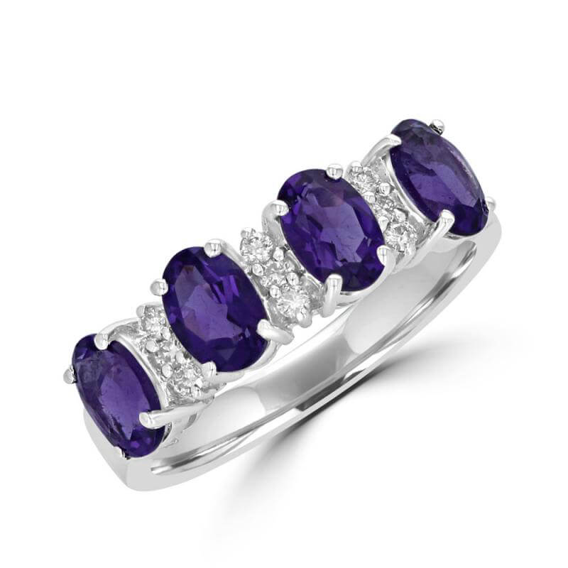 OVAL AMETH & RND DIA BAND RING