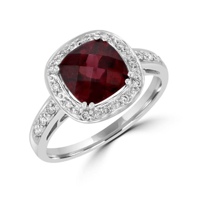 8MM CUSHION GARNET HALO RING