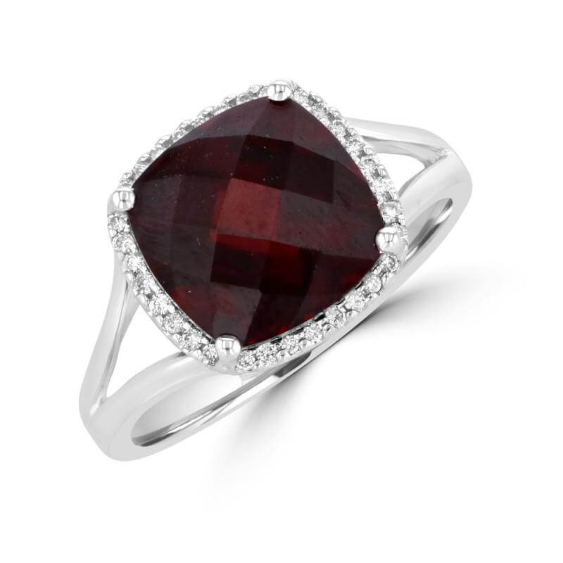 10MM CUSHION GARNET HALO RING