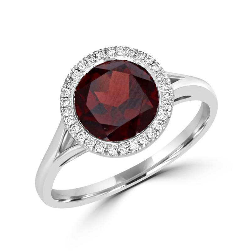 9MM ROUND GARNET HALO RING