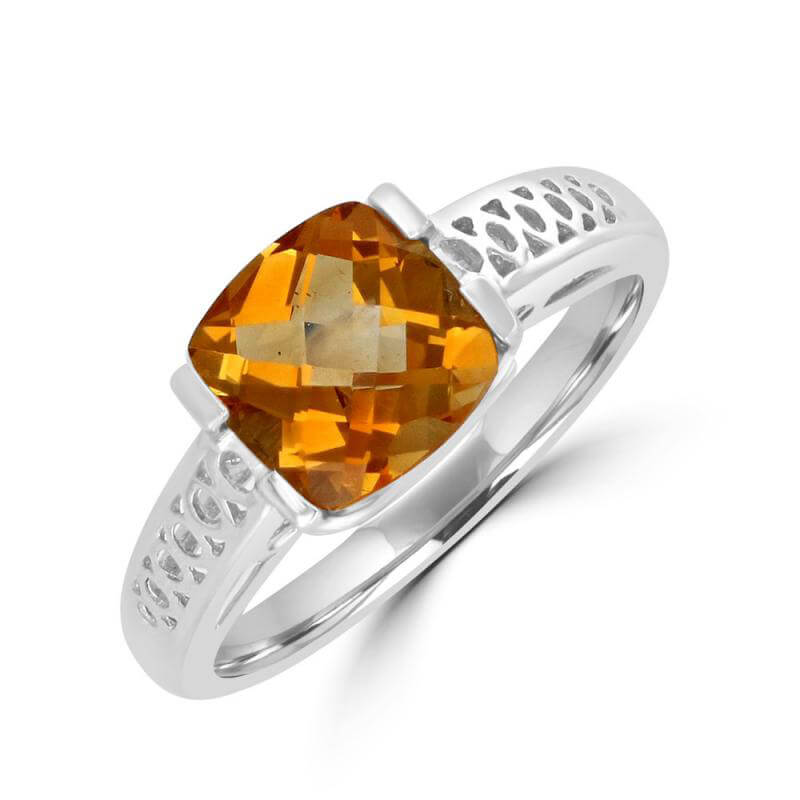 8MM CUSH CITRINE RING