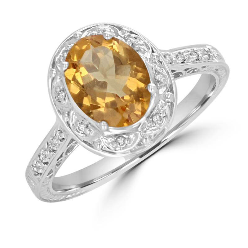 7X9 OVAL CITRINE HALO ANTIQUE RING