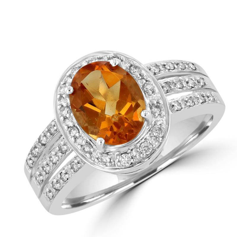 7X9 OVAL CITRINE & RND DIA RING