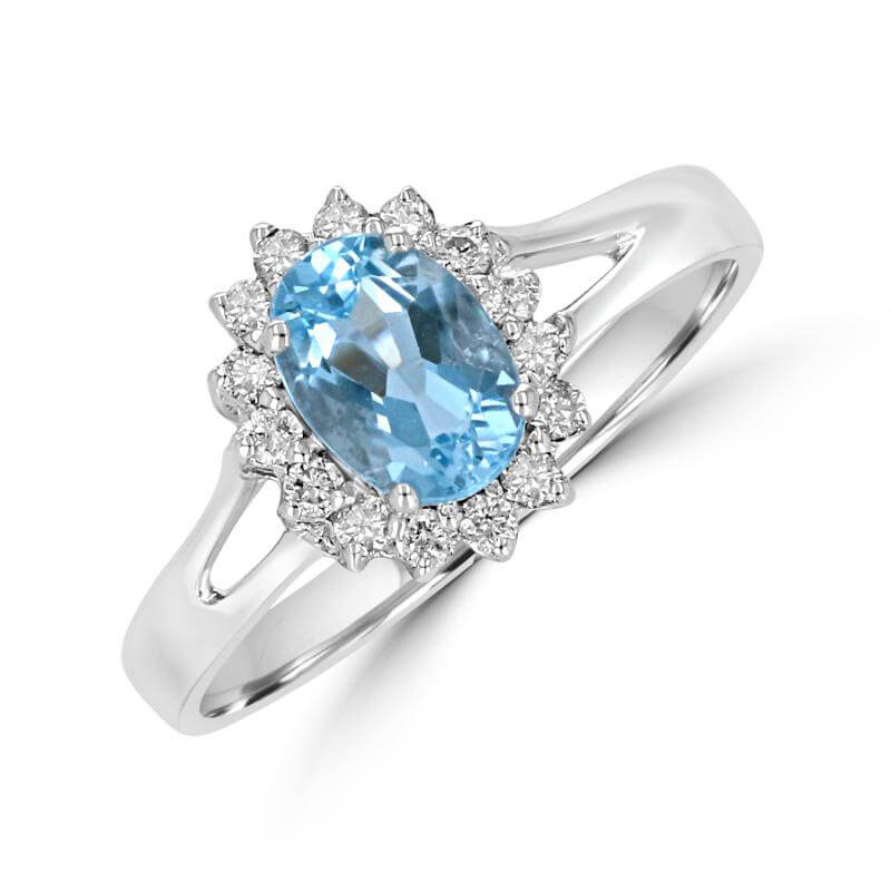 5X7 OVAL AQUA SURR BY DIA RING