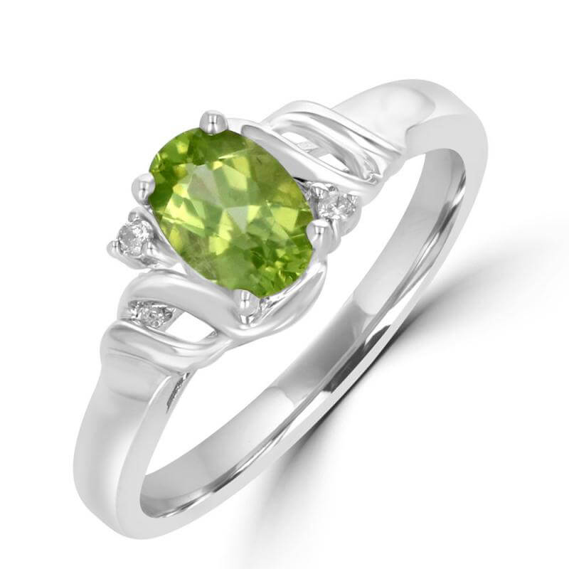 5X7 OVAL PERIDOT & 2DIA RING
