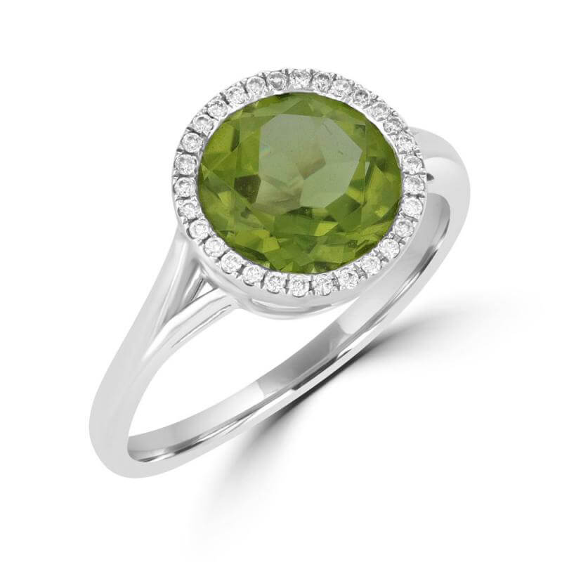 9MM ROUND PERIDOT HALO RING