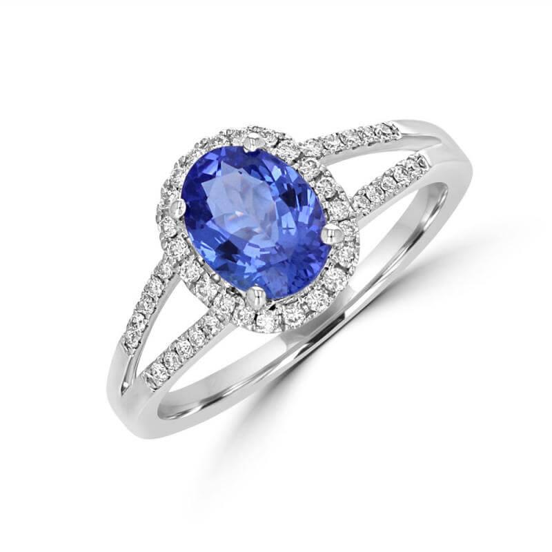 6X8 OVAL TANZANITE HALO RING