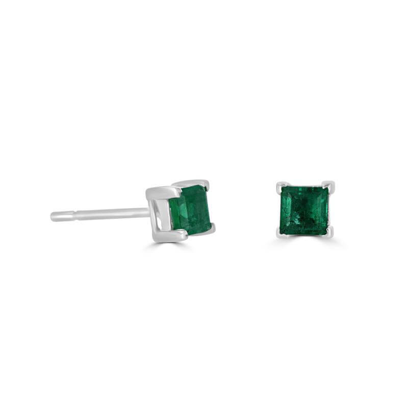 SQUARE EMERALD STUD EARRINGS