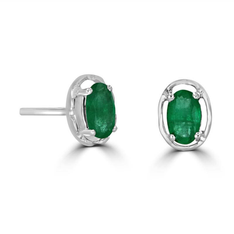 3X5 OVAL EMERALD WITH BEADED EDGE EARRINGS