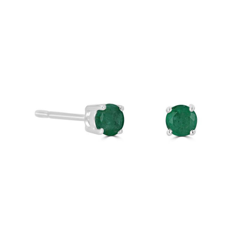 3.5MM ROUND EMERALD STUD EARRINGS